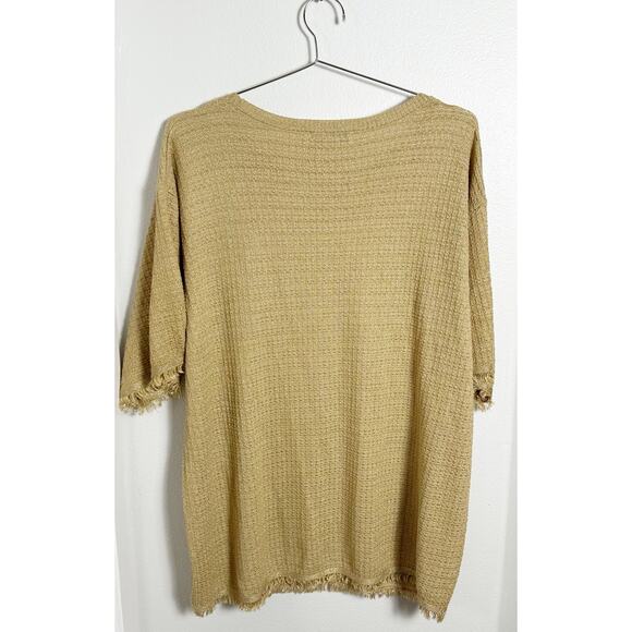 Zara Women's Gold Metallic Fringe Trim Tunic Top in Tan Camel sz L - Picture 8 of 8